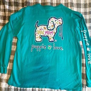 Puppie Love Teal Dog Mom Long Sleeve Tee